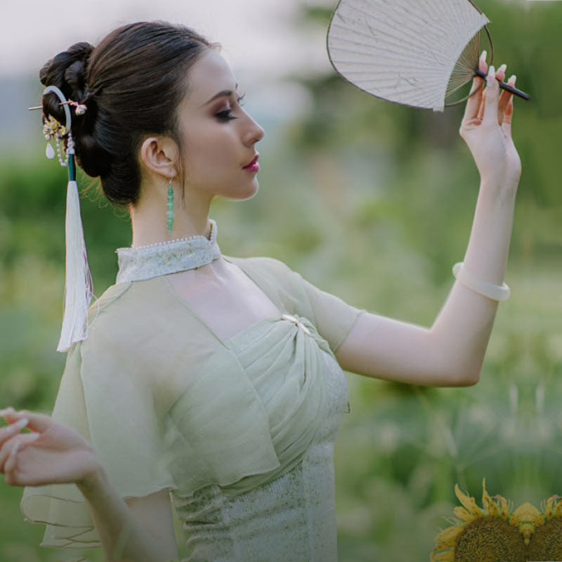 1pc Chinese Style Faux Pearl Decorative Hair Pin With Tassel Elegant Flower Leaf Hair Dish Trendy Hair Decoration For Women And daily uses