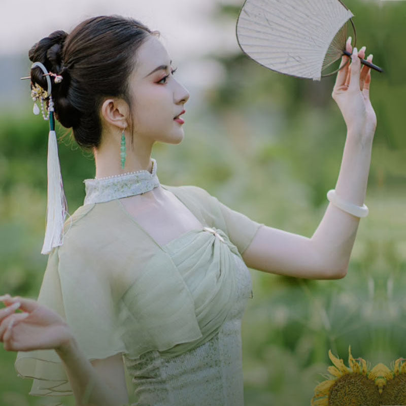 1pc Chinese Style Faux Pearl Decorative Hair Pin With Tassel Elegant Flower Leaf Hair Dish Trendy Hair Decoration For Women And daily uses