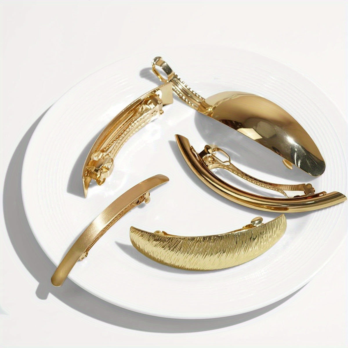 DeD Pack of 5 Women Hair Clips Metal Hair Pins Simple Retro Large Hair Barrettes French Clip Barrettes for Women Lady( Golden), Hair Styling, Hair Accessories, Classic Design, Vintage Hair Clips, Highquality Metal, Durable Hairpins, Decorative Clips,