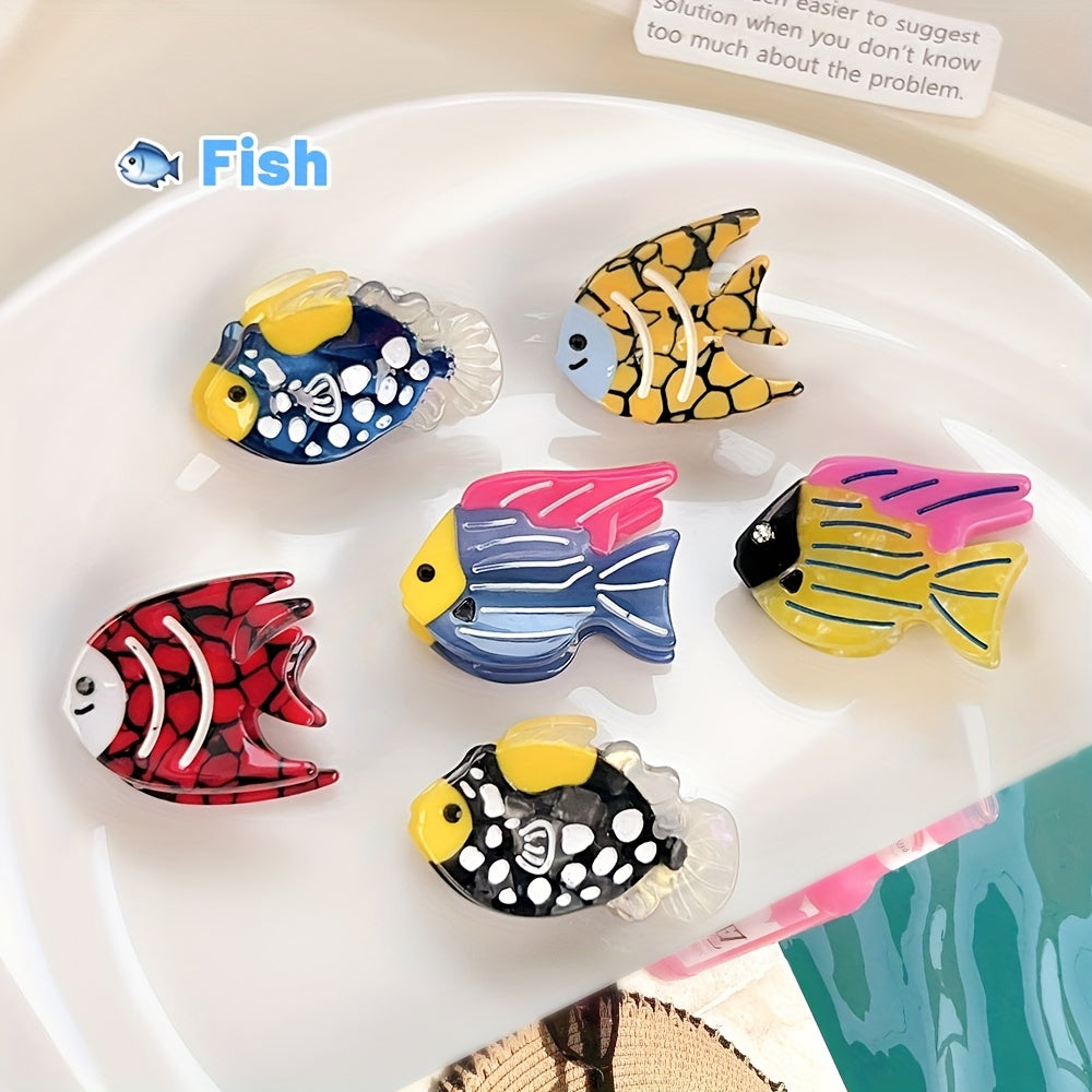 Two Items from The Marine Animal Series, Niche Ornamental Fish Hair Clips, Small Acetate Side Clips, Bangs Clips, Half-Up Hair Claw Clips, Unique And Fun Hair Accessories Suitable for Everyday Styles, Parties, And Travel.