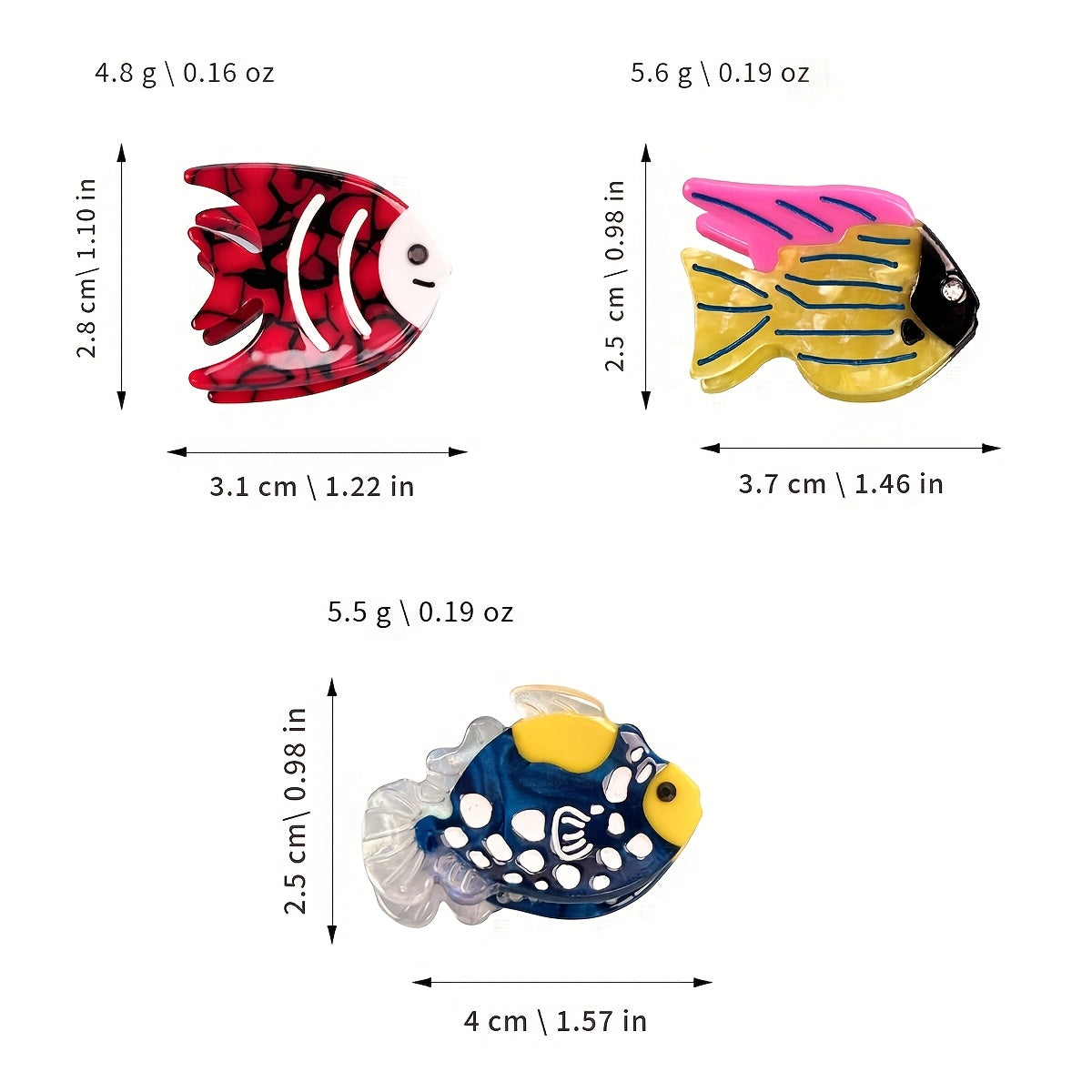 Two Items from The Marine Animal Series, Niche Ornamental Fish Hair Clips, Small Acetate Side Clips, Bangs Clips, Half-Up Hair Claw Clips, Unique And Fun Hair Accessories Suitable for Everyday Styles, Parties, And Travel.