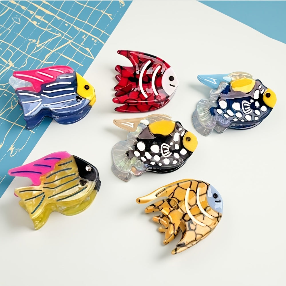 Two Items from The Marine Animal Series, Niche Ornamental Fish Hair Clips, Small Acetate Side Clips, Bangs Clips, Half-Up Hair Claw Clips, Unique And Fun Hair Accessories Suitable for Everyday Styles, Parties, And Travel.