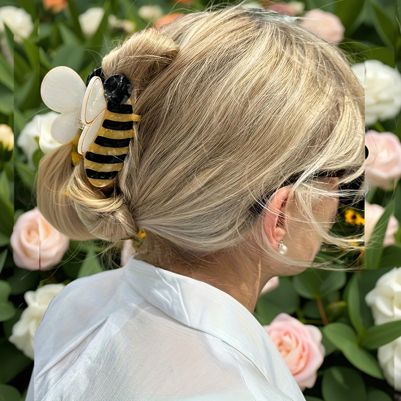 [Cute Hair Clip] 2pcs Summer Cute Butterfly Hair Clip, Cartoon Bee Claw Clip | Vacation Style Medium Shark Clip, Back of the Head Hairpin, Suitable for Daily Style and Party, Travel, Women, Princess, Gift Giving