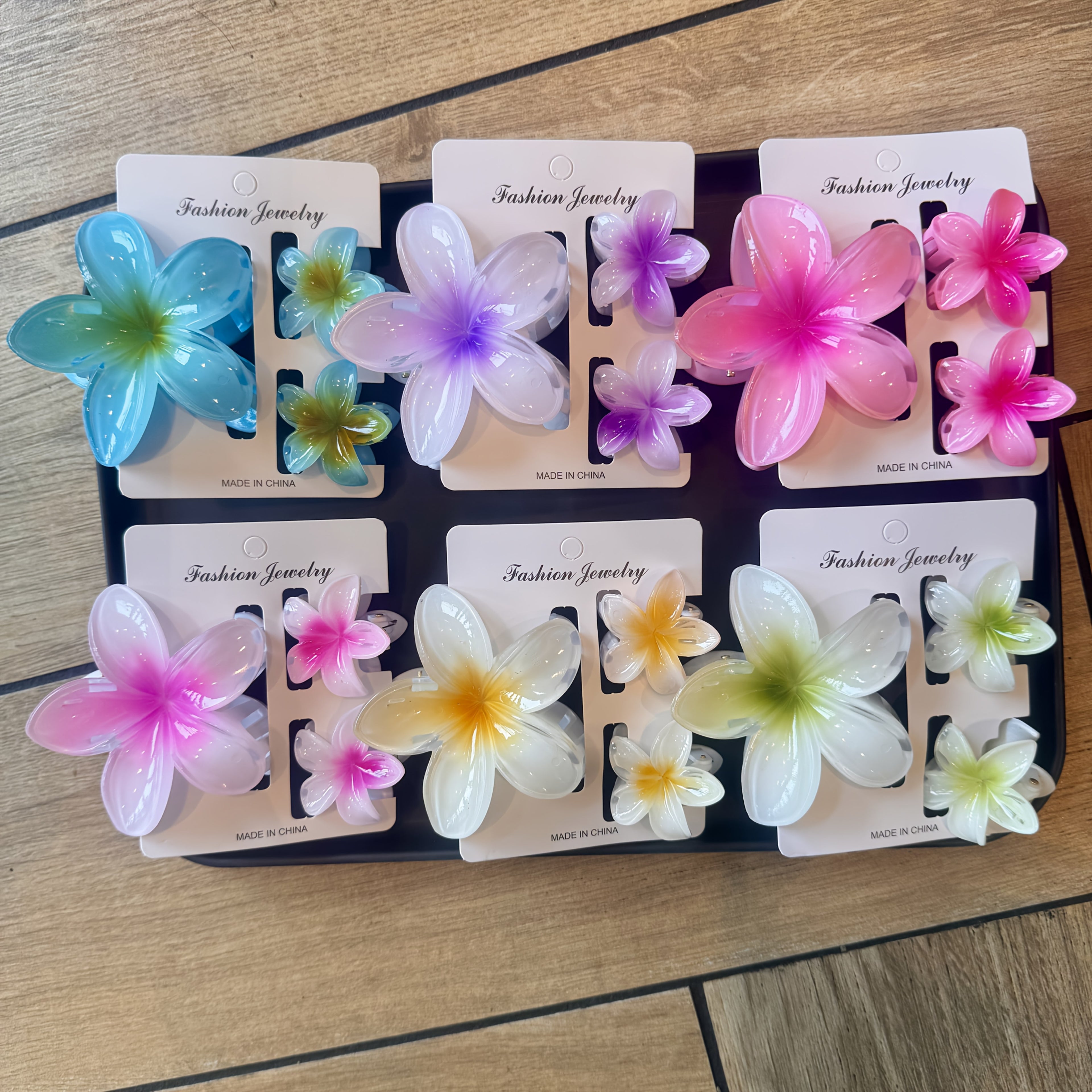 [Hawaiian Hibiscus Hair Clips] 18pcs Colorful Hawaiian Hibiscus Flower Hair Clips Set - Light Gradient, Durable Plastic, Sweet & Cute Women's Beach Vacation Accessories for Outings and Festivals