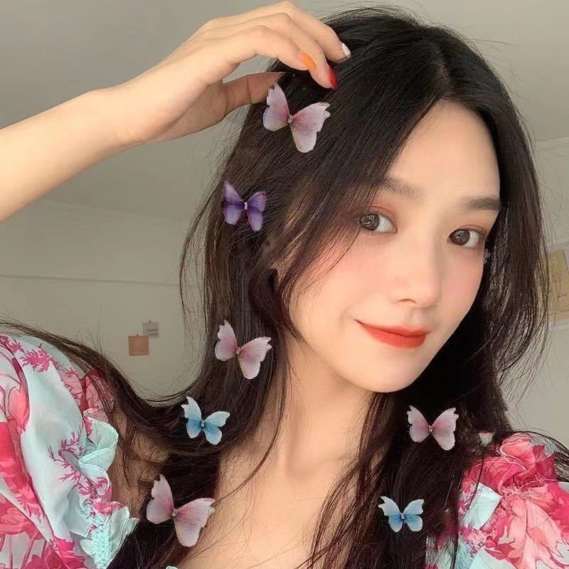 100pcs of Mixed Rhinestone Butterfly Hair Clip Non-Slip Duck Bill Clip Side Clip Vintage Hair Clip Gradient Color Hair Accessories