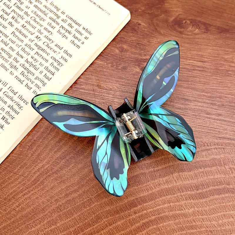 [Cute Butterfly Barrettes] 4pcs Colorized Butterfly Barrettes for Women | Acrylic Hairpin Set, Cute Accessories for Thick Hair
