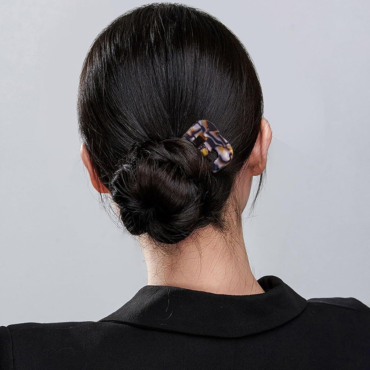 2pcs Large 3-Prong French Hair Pins for Women - Heavy Duty U-Shaped Hair Clips with Secure Hold, Tortoise Shell & Brown Elegant Design, Lightweight Cellulose Acetate Updo Hair Sticks for Thick/Thin Hair, Wedding, Bun, Chignon, Twist - Ideal Gift (1.7"