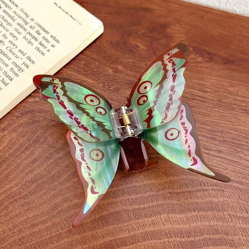 [Cute Butterfly Barrettes] 4pcs Colorized Butterfly Barrettes for Women | Acrylic Hairpin Set, Cute Accessories for Thick Hair