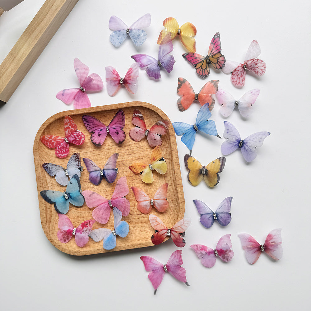 100pcs of Mixed Rhinestone Butterfly Hair Clip Non-Slip Duck Bill Clip Side Clip Vintage Hair Clip Gradient Color Hair Accessories