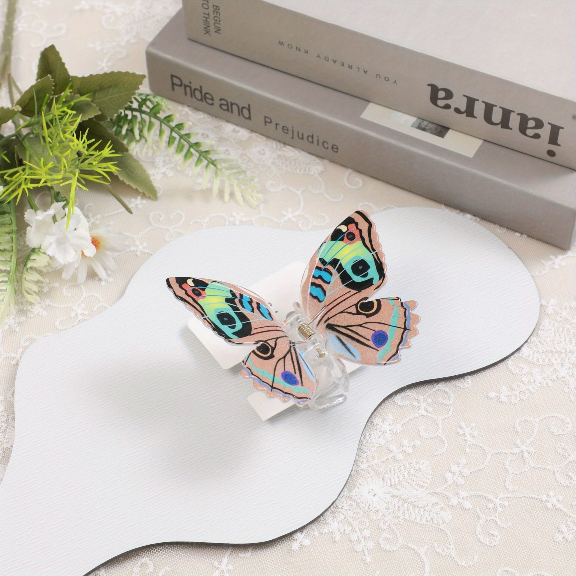 [Cute Butterfly Barrettes] 4pcs Colorized Butterfly Barrettes for Women | Acrylic Hairpin Set, Cute Accessories for Thick Hair