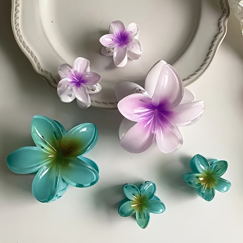 18pcs Egg Flower Hairpins, Six Large Twelve Small Gradient Candy Color Flowers, Fashionable Holiday Style - Suitable for Photography And Daily Use, Back Combed Ponytail Shark Clip Hair Accessories