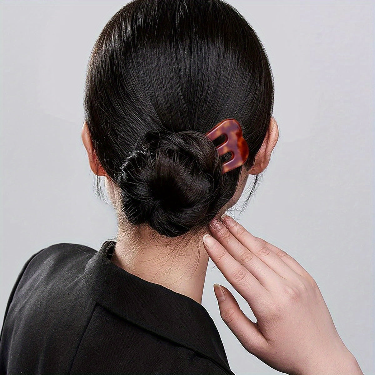 2pcs Large 3-Prong French Hair Pins for Women - Heavy Duty U-Shaped Hair Clips with Secure Hold, Tortoise Shell & Brown Elegant Design, Lightweight Cellulose Acetate Updo Hair Sticks for Thick/Thin Hair, Wedding, Bun, Chignon, Twist - Ideal Gift (1.7"