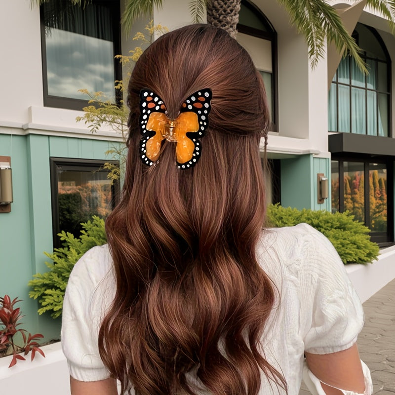 [Cute Hair Clip] 2pcs Summer Cute Butterfly Hair Clip, Cartoon Bee Claw Clip | Vacation Style Medium Shark Clip, Back of the Head Hairpin, Suitable for Daily Style and Party, Travel, Women, Princess, Gift Giving