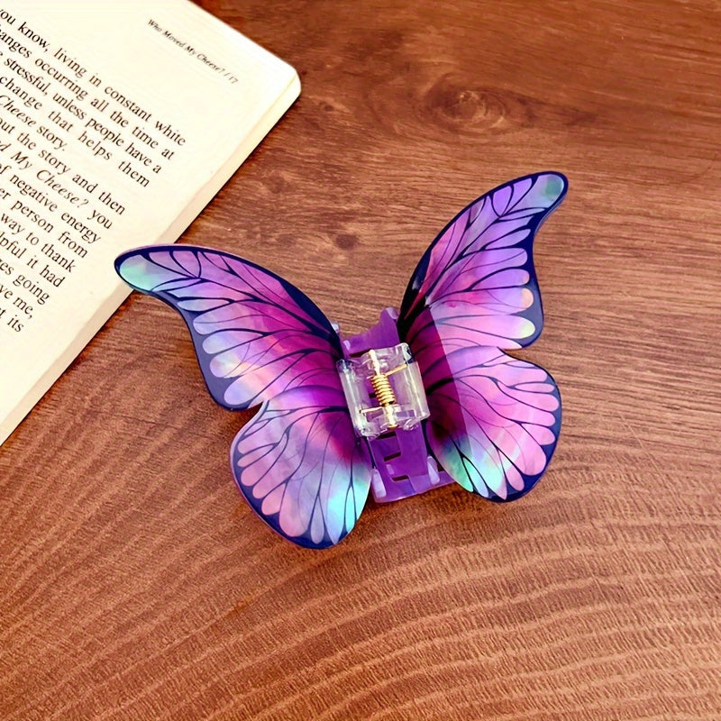 [Cute Butterfly Barrettes] 4pcs Colorized Butterfly Barrettes for Women | Acrylic Hairpin Set, Cute Accessories for Thick Hair