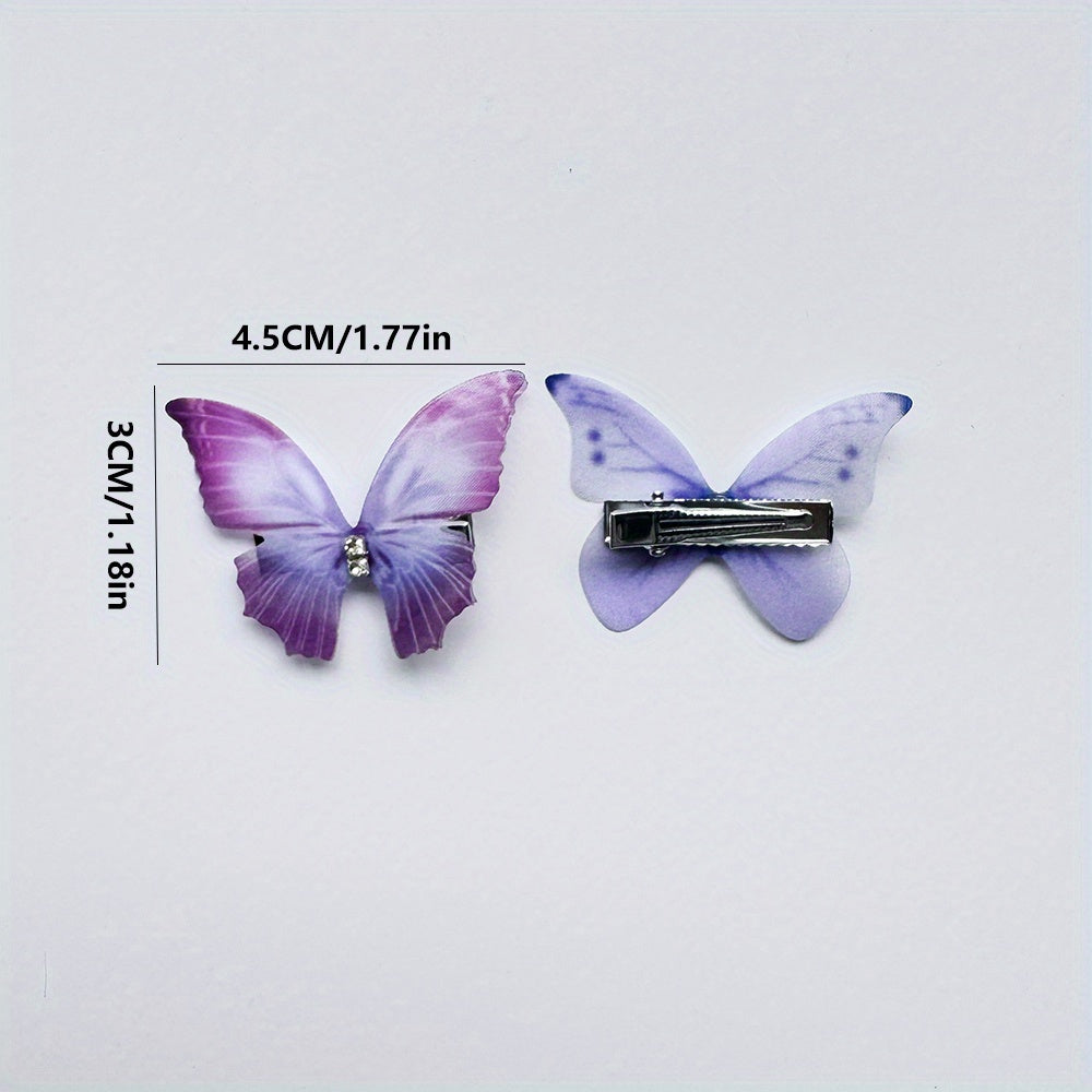 100pcs of Mixed Rhinestone Butterfly Hair Clip Non-Slip Duck Bill Clip Side Clip Vintage Hair Clip Gradient Color Hair Accessories